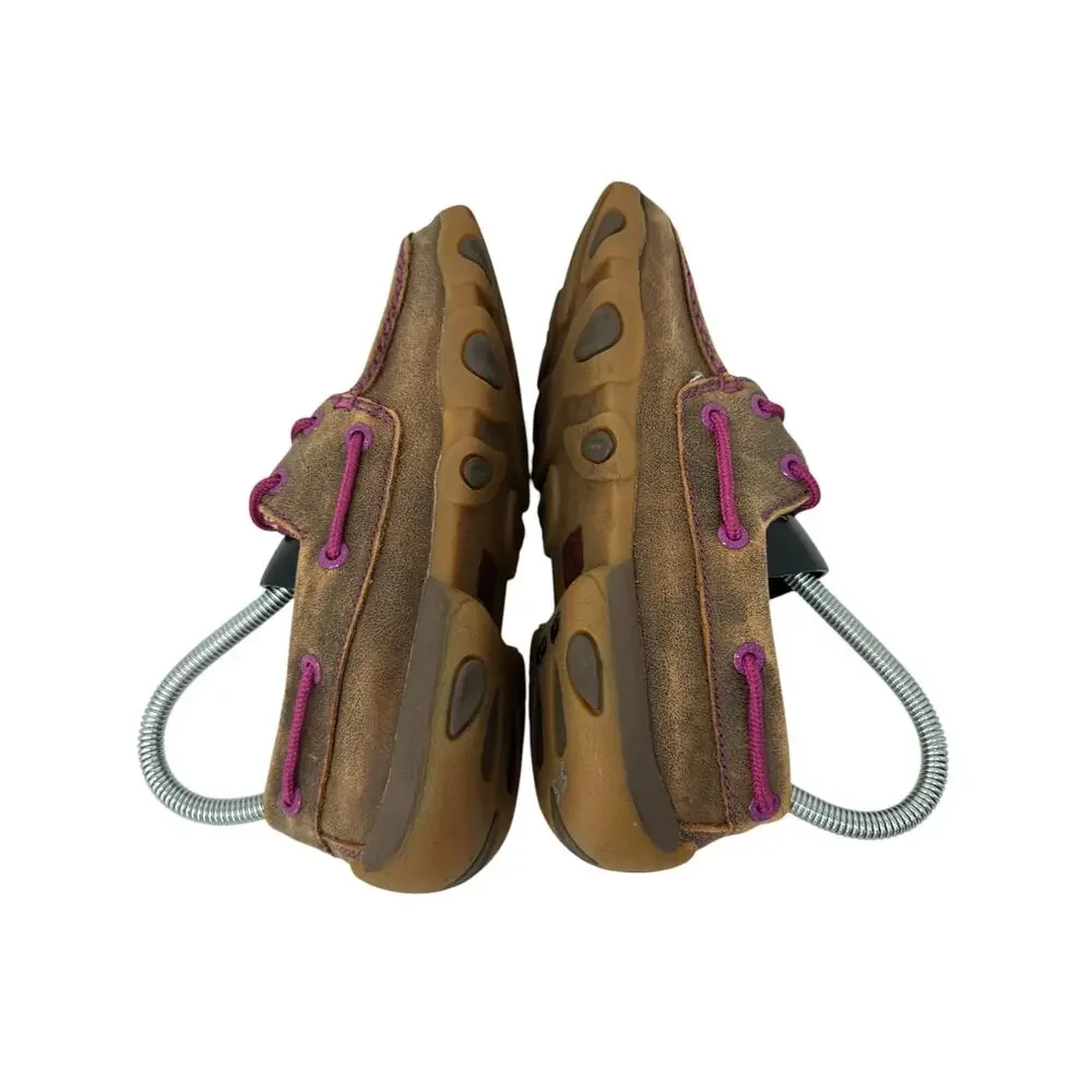 Twisted X Casual Boat‎ Shoes Womens Driving Mocs 5.5M Brown Leather WDM0066